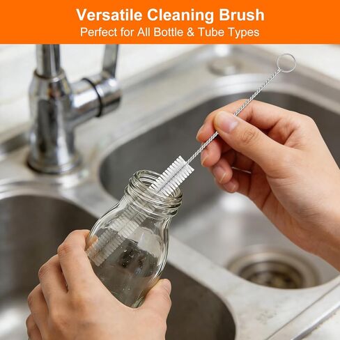 8 Inch Extra Long Straw Cleaner Brush Set, 10 Pack Reusable Straw Cleaning Brushes for Tumbler, Metal Straws，Bottle Drinking Straws，Computer Keyboard, Desktop Cleaning in Saudi Arabia