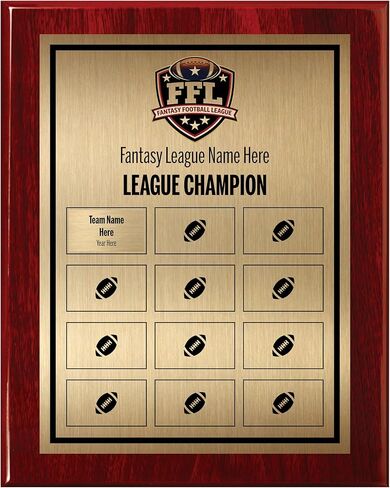 لوحة Fantasy Football مع لوحات قابلة للتخصيص - Trophy Perpetual League Trophy مع Add on Plates - FFL Award للفائز - تخصيص الآن! in Kuwait