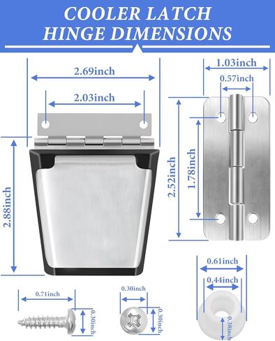 Cooler Hinges Replacement & Cooler Latch Replacement Stainless Steel Cooler Parts, 2 Cooler Replacement Latches and Posts, 3 Cooler Hinges, 18 High-Strength Screws, for Igloo Cooler Replacement Parts in Kuwait