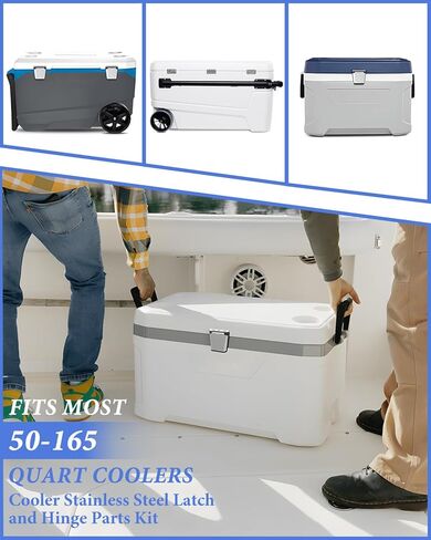 Cooler Hinges Replacement & Cooler Latch Replacement Stainless Steel Cooler Parts, 2 Cooler Replacement Latches and Posts, 3 Cooler Hinges, 18 High-Strength Screws, for Igloo Cooler Replacement Parts in Kuwait