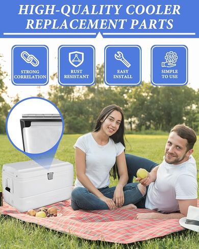 Cooler Hinges Replacement & Cooler Latch Replacement Stainless Steel Cooler Parts, 2 Cooler Replacement Latches and Posts, 3 Cooler Hinges, 18 High-Strength Screws, for Igloo Cooler Replacement Parts in Kuwait