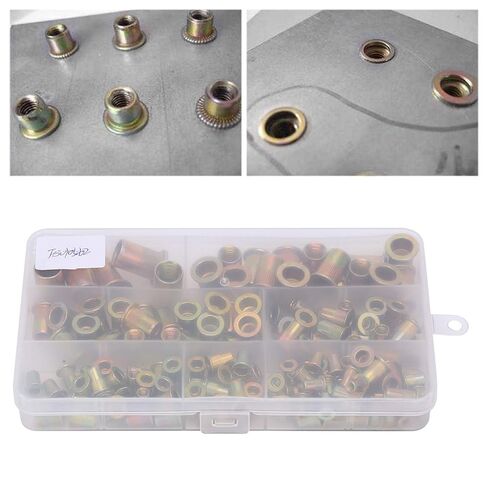 160PCS Pull Riveting Nut, Zinc Plated Carbon Steel Rivet Nut Set, Mixed Insert Nutserts Kit M3/4/5/6/8/10 in Saudi Arabia