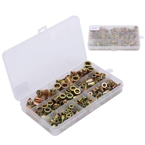 160PCS Pull Riveting Nut, Zinc Plated Carbon Steel Rivet Nut Set, Mixed Insert Nutserts Kit M3/4/5/6/8/10 in Saudi Arabia