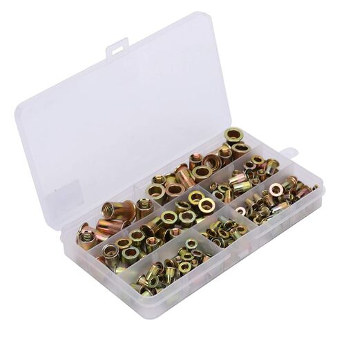 160PCS Pull Riveting Nut, Zinc Plated Carbon Steel Rivet Nut Set, Mixed Insert Nutserts Kit M3/4/5/6/8/10 in Saudi Arabia
