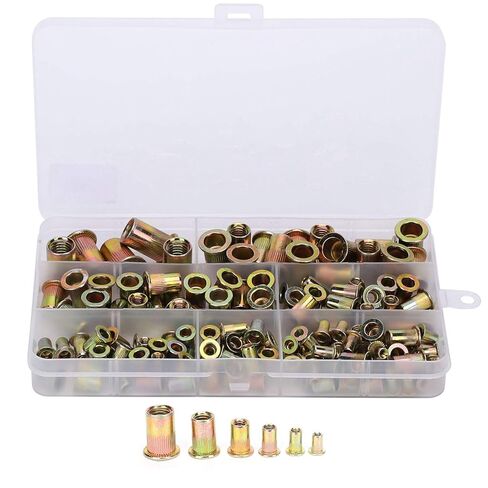 160PCS Pull Riveting Nut, Zinc Plated Carbon Steel Rivet Nut Set, Mixed Insert Nutserts Kit M3/4/5/6/8/10 in Saudi Arabia