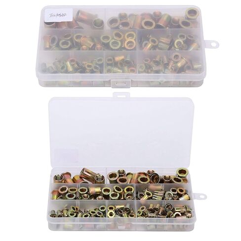 160PCS Pull Riveting Nut, Zinc Plated Carbon Steel Rivet Nut Set, Mixed Insert Nutserts Kit M3/4/5/6/8/10 in Saudi Arabia