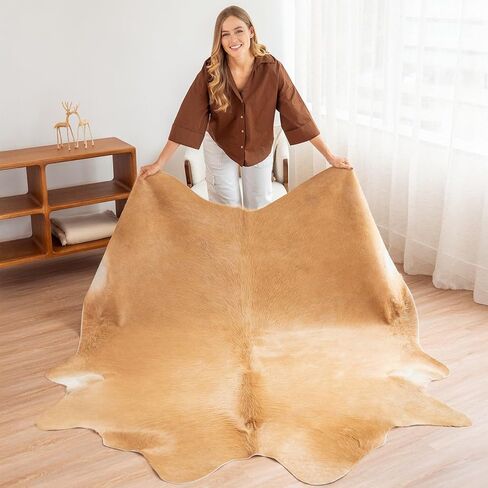100% Genuine Brazilian Cowhide Rug - Brindle White Belly - Luxury Cowskin Cow Hide Leather Area Rug Home Decor (Large) 6 x 6 ft in Saudi Arabia
