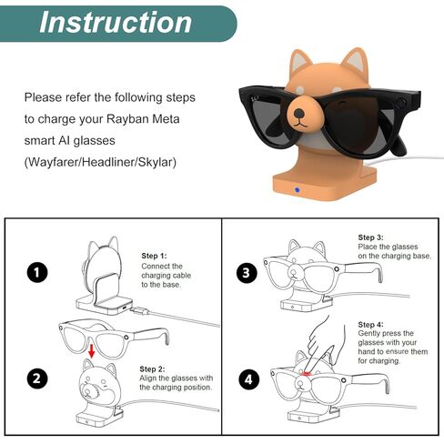 Kissmart Soft Silicone Charger Stand for RayBan Meta Glasses (Wayfarer/Headliner/Skylar) - Replacment Charging Dock Station Cable for Ray-ban Meta Gen 1&2 Smart AI Glasses in Saudi Arabia