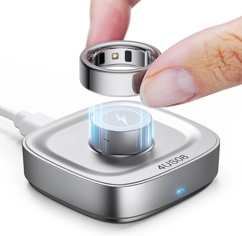 Ring Chager Compatible with Ou-ra Ring4, Fast Charge for Ou-ra Ring Gen 4 of Size 8, Charging Dock with USB-C Cable (Silver Grey) in Kuwait