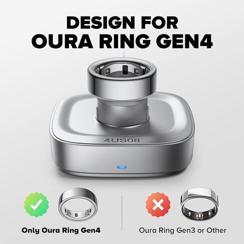 Ring Chager Compatible with Ou-ra Ring4, Fast Charge for Ou-ra Ring Gen 4 of Size 8, Charging Dock with USB-C Cable (Silver Grey) in Kuwait