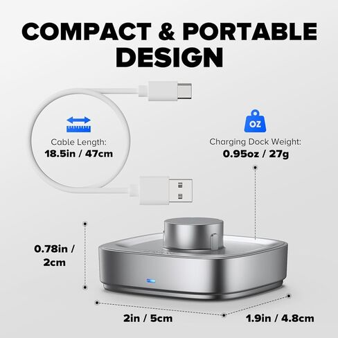 Ring Chager Compatible with Ou-ra Ring4, Fast Charge for Ou-ra Ring Gen 4 of Size 8, Charging Dock with USB-C Cable (Silver Grey) in Kuwait