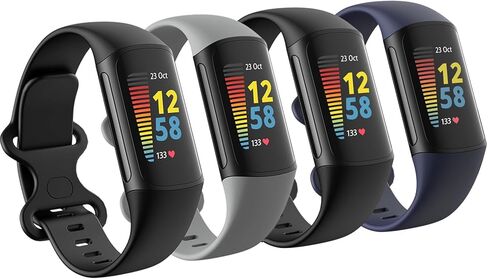 4 قطع من الأساور المقاومة للماء متوافقة مع Fitbit Charge 5 / Fitbit Charge 6 للنساء والرجال، أساور معصم بديلة رياضية ناعمة كلاسيكية للنساء والرجال in Kuwait