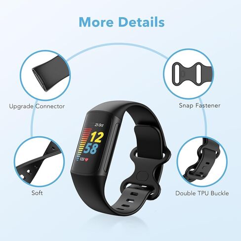 4 قطع من الأساور المقاومة للماء متوافقة مع Fitbit Charge 5 / Fitbit Charge 6 للنساء والرجال، أساور معصم بديلة رياضية ناعمة كلاسيكية للنساء والرجال in Kuwait