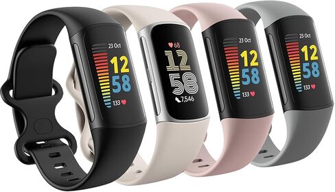 4 قطع من الأساور المقاومة للماء متوافقة مع Fitbit Charge 5 / Fitbit Charge 6 للنساء والرجال، أساور معصم بديلة رياضية ناعمة كلاسيكية للنساء والرجال in Kuwait
