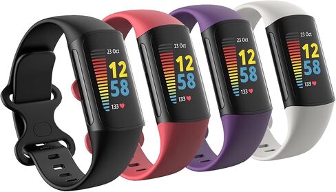 4 قطع من الأساور المقاومة للماء متوافقة مع Fitbit Charge 5 / Fitbit Charge 6 للنساء والرجال، أساور معصم بديلة رياضية ناعمة كلاسيكية للنساء والرجال in Kuwait