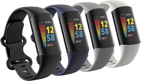 4 قطع من الأساور المقاومة للماء متوافقة مع Fitbit Charge 5 / Fitbit Charge 6 للنساء والرجال، أساور معصم بديلة رياضية ناعمة كلاسيكية للنساء والرجال in Kuwait