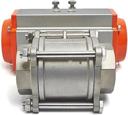 1PCS 3-inch Three-Piece 304 Stainless Steel high Platform Pneumatic Ball Valve DN80 Double-Acting Cylinder Ball Valve in Kuwait