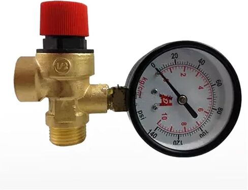 DN15 Brass Boiler Safety Valve 1/2" Male Thread Safety Pressure Relief Valve with Pressure Gauge 2Bar(8bar) in Kuwait