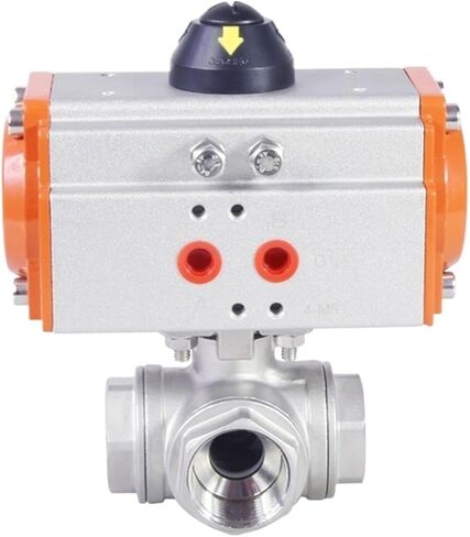 1PCS 1-inch Stainless Steel Pneumatic Three-Way Ball Valve T-Type Q614F-16P Three-Piece high Platform Pneumatic Ball Valve(T Type) in Kuwait