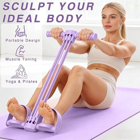 Upgraded Pedal Resistance Bands with Handles, 6-Tube Multifunction Stretching Workout Band for Abdomen Waist Arms Legs Training, Exercise Bands for Women (Purple) in Saudi Arabia
