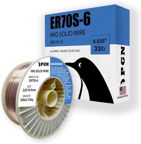 سلك لحام MIG صلب من PGN - ER70S-6 .035 بوصة، بكرة 33 رطل - سلك MIG من الفولاذ الطري مع ترشيش منخفض ومستويات عالية من مزيلات الأكسدة - لجميع لحام الغاز في المواضع - بكرة ABS مقاومة للكسر in Saudi Arabia
