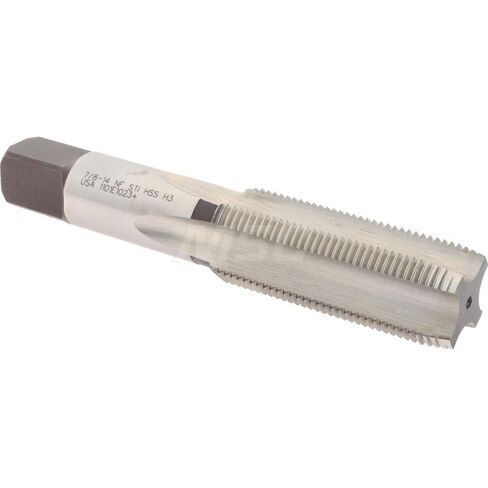 Hertel Hand STI Tap, 7/8-14 UNF, H3, 4 Flutes, Plug Chamfer, High Speed Steel, Bright Finish, 2-1/2" Thread Length, 5-1/8" OAL, Part #007186AS in Saudi Arabia