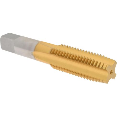 Hertel Straight Flute Tap, M24x3 Metric Coarse, 4 Flute, Plug Chamfer, 6H Class of Fit, High-Speed Steel, Titanium Nitride Finish, 2-7/32" Thread Length, 4-29/32" OAL in Saudi Arabia