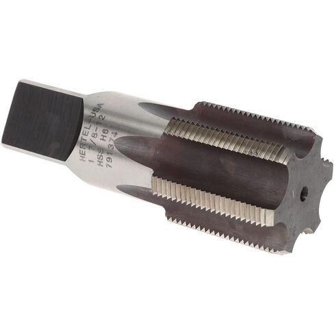 Hertel Straight Flute Tap, 1-7/8-12 UNS, 6 Flute, Bottoming Chamfer, High-Speed Steel, Bright/Uncoated Finish, 2" Thread Length, 5" OAL, Right Hand in Saudi Arabia