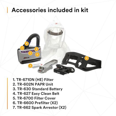 جهاز تنفس 3M PAPR، طقم جهاز تنفس لتنقية الهواء يعمل بالطاقة Versaflo، TR-600-ECK، سهل التنظيف وسهل الاستخدام، حماية الجهاز التنفسي الكل في واحد، بطارية عالية السعة، سلامة الغذاء، الطلاء in Saudi Arabia