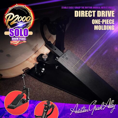 دواسة طبلة مزدوجة ذات محرك مباشر، ألومنيوم من فئة الطائرات، حركة سلسة ومتانة شديدة التحمل، دواسة ركلة مزدوجة لمجموعة الطبول in Kuwait