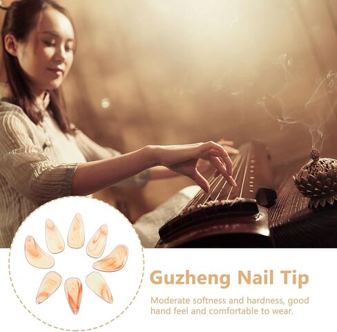 مجموعة SUPVOX 8 قطع من العنبر صغيرة الحجم Guzheng للأظافر المزيفة للأعمار من 6 إلى 10 أغطية حماية احترافية منحنية على الوجهين in Kuwait