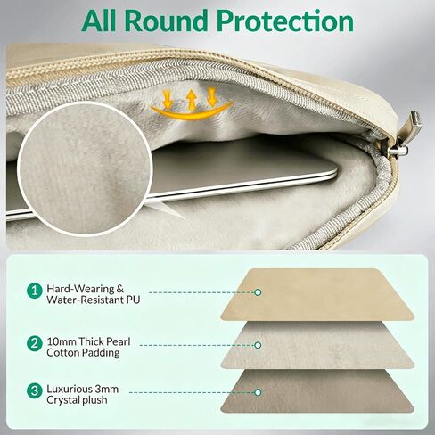 حقيبة كمبيوتر محمول مقاس 15.6 بوصة بمقبض، حافظة كمبيوتر محمول مقاومة للماء من البولي يوريثان، حقيبة كمبيوتر مقاومة للصدمات متوافقة مع جهاز HP Dell Acer مقاس 15 بوصة in Kuwait