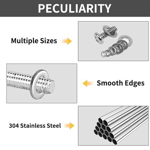 304 Stainless Steel Flat Washer Assortment Kit 180-Piece, 8 Sizes (M2-M10), for Bolts, Screws & General Hardware Repairs in Saudi Arabia