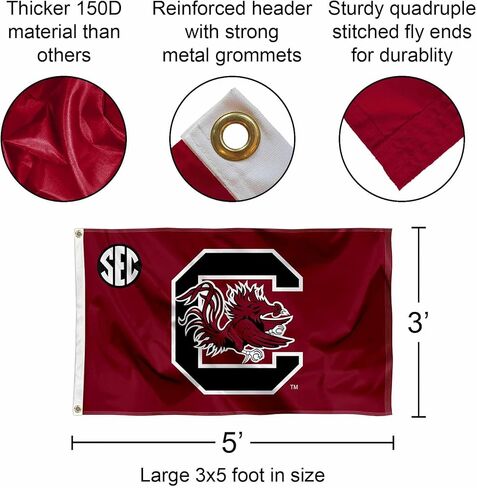 شعار South Carolina Gamecocks SEC علم بحلقة معدنية 3×5 in Saudi Arabia