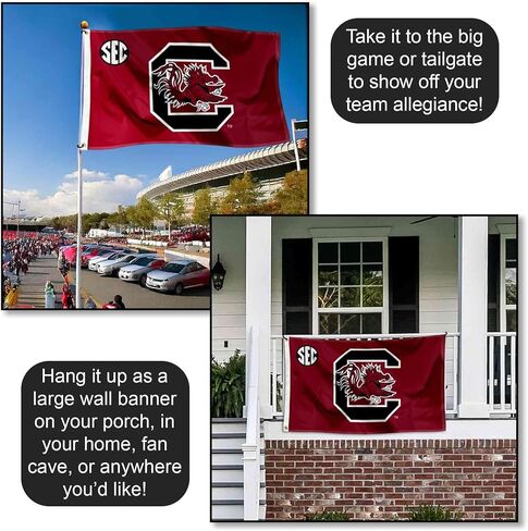 شعار South Carolina Gamecocks SEC علم بحلقة معدنية 3×5 in Saudi Arabia