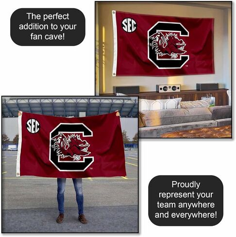 شعار South Carolina Gamecocks SEC علم بحلقة معدنية 3×5 in Saudi Arabia