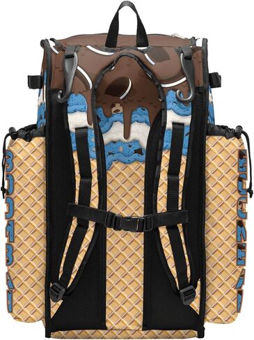 Boombah Superpack Bat Bag - Backpack Version (no wheels) - Holds 4 Bats - Ice Cream Monster Cookie Gold/Columbia Blue/Brown in Saudi Arabia