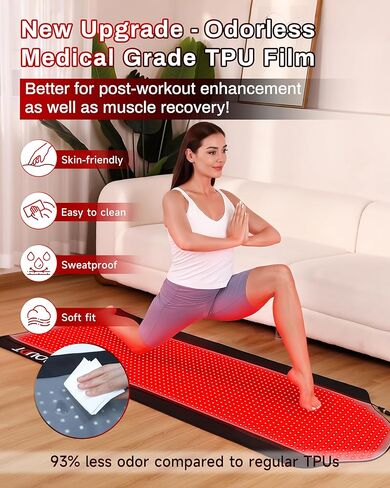 بساط العلاج بالضوء الأحمر من مادة TPU الطبية مقاس 72 بوصة × 33.3 بوصة لتخفيف آلام الجسم بالكامل، بطانية العلاج بالأشعة تحت الحمراء FSA&HSA للاستخدام المنزلي in Kuwait