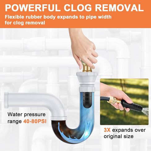 مجموعة 3 قطع من مثانة الصرف، المثانة لتنظيف الصرف تناسب أنابيب الصرف من 1 إلى 6 بوصات، أداة فك انسداد المثانة لحوض الحمام، وصرف حمام السباحة، والطابق السفلي، وحوض الاستحمام، والدش بما في ذلك القفازات وحقيبة التخزين in Kuwait