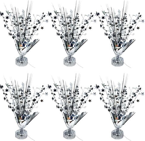 6 Pack Metallic Foil Spray Table Centerpiece Decoration Star Brust Glitter Table Topper Decor for Birthday Circus Casino Graduation Christmas New Year's Eve Party Supplies Red Gold in Kuwait
