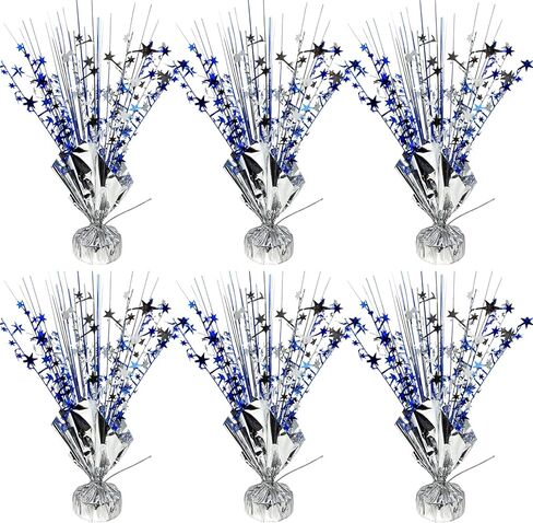6 Pack Metallic Foil Spray Table Centerpiece Decoration Star Brust Glitter Table Topper Decor for Birthday Circus Casino Graduation Christmas New Year's Eve Party Supplies Red Gold in Kuwait