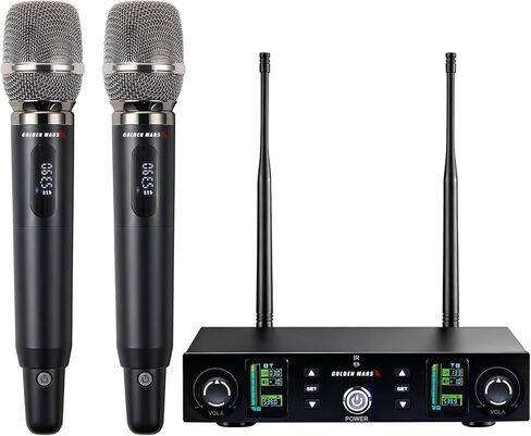 Wireless Microphone System, Upgraded 2.4GHz Rechargeable Professional AI Automatic Channel Connection Metal Wireless Microphones with 400ft Receiving Distance for Singing Karaoke DJ Church in Saudi Arabia