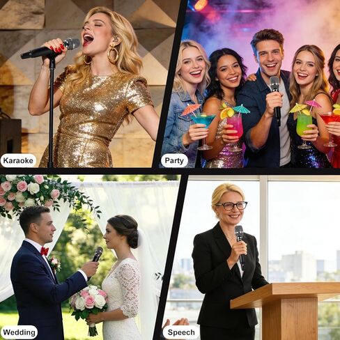 Wireless Microphone System, Upgraded 2.4GHz Rechargeable Professional AI Automatic Channel Connection Metal Wireless Microphones with 400ft Receiving Distance for Singing Karaoke DJ Church in Saudi Arabia