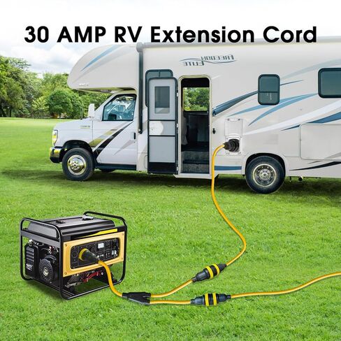 NEMA L5-30P إلى 2X L5-30R سلك مقسم طاقة Y 30 أمبير، قابس ذكر 30 أمبير × (2) مخرج طاقة بحرية أنثى 30 أمبير مع حلقات قفل للقوارب البحرية واليخوت والمركبات الترفيهية وETL المدرجة 3FT in Kuwait