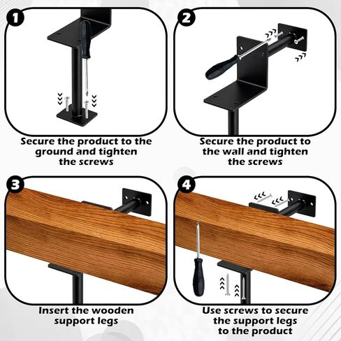 Zonon 4 Pcs Bar Foot Rail Brackets Black Stainless Steel Dual Support Mount Feet Rail Bracket for 3" Od Wooden Legs Counter Rectangular Tube Railing with Screws in Saudi Arabia