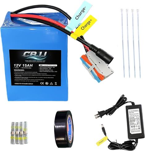 بطارية ليثيوم 12 فولت 15 أمبير في الساعة بطارية دورة عميقة 12 فولت 3000+ دورة متوافقة مع لعبة الركوب، والطاقة الشمسية، وعجلات الطاقة، ومكتشف الأسماك، والإضاءة، والتخييم، وحزمة بطارية DIY، 4.8 × 2.95 × 3.54 بوصة in Kuwait