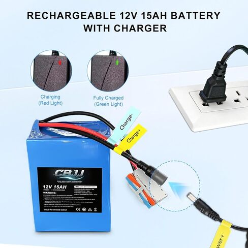 بطارية ليثيوم 12 فولت 15 أمبير في الساعة بطارية دورة عميقة 12 فولت 3000+ دورة متوافقة مع لعبة الركوب، والطاقة الشمسية، وعجلات الطاقة، ومكتشف الأسماك، والإضاءة، والتخييم، وحزمة بطارية DIY، 4.8 × 2.95 × 3.54 بوصة in Kuwait