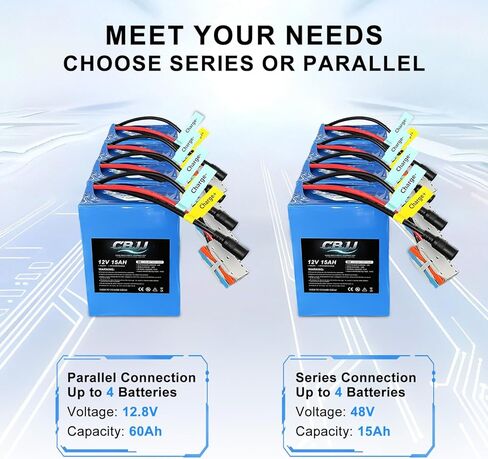 بطارية ليثيوم 12 فولت 15 أمبير في الساعة بطارية دورة عميقة 12 فولت 3000+ دورة متوافقة مع لعبة الركوب، والطاقة الشمسية، وعجلات الطاقة، ومكتشف الأسماك، والإضاءة، والتخييم، وحزمة بطارية DIY، 4.8 × 2.95 × 3.54 بوصة in Kuwait