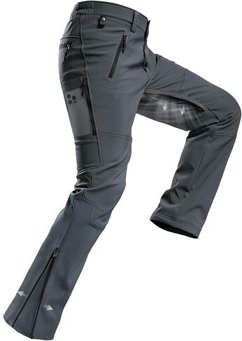 Moosehill Mens-Snow-Ski-Pants Water-Resistant Fleece Lined Warm Softshell Winter Hiking Thermal with 4 Zip Pockets in Kuwait