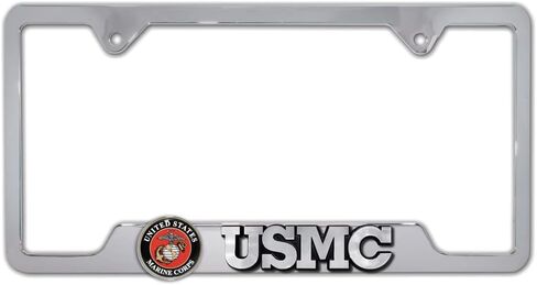 Elektroplate Officially Licensed – United States Marines USMC Crest Black All-Metal Open Corner Premium 3D License Plate Frame Tag Holder for Cars/SUVs/Trucks Weather-Proof Automotive Accessory in Saudi Arabia